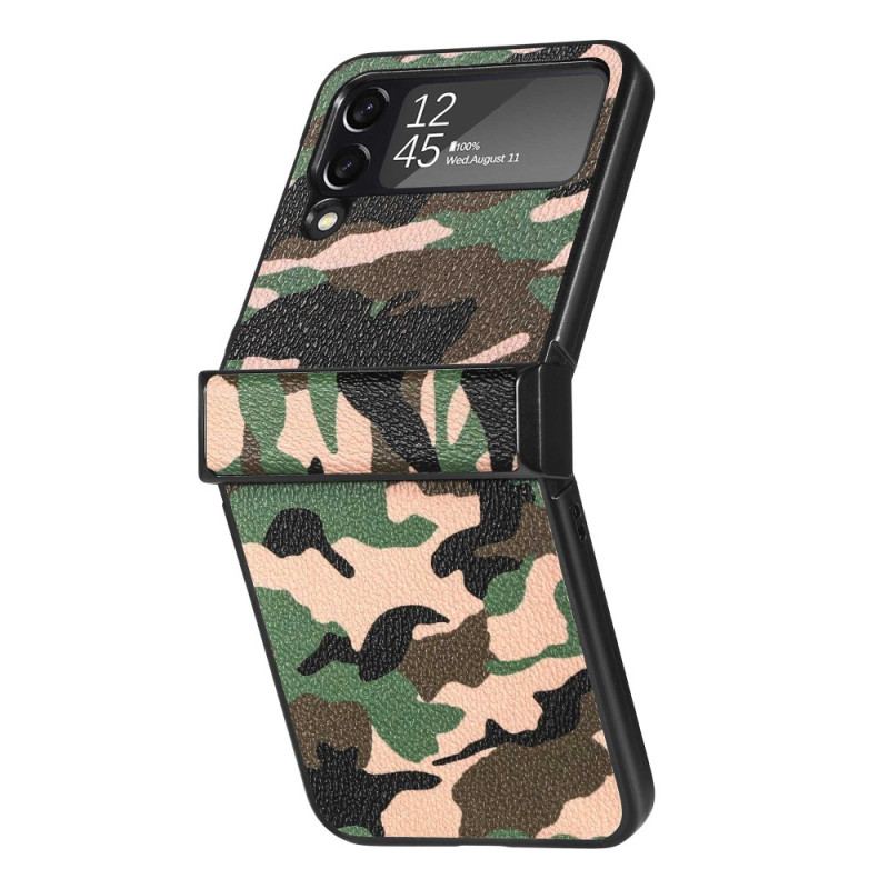 Capa Para Samsung Galaxy Z Flip 4 De Couro Camuflagem Militar