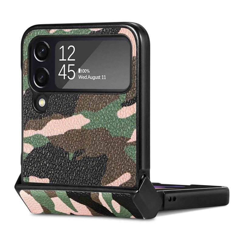 Capa Para Samsung Galaxy Z Flip 4 De Couro Camuflagem Militar