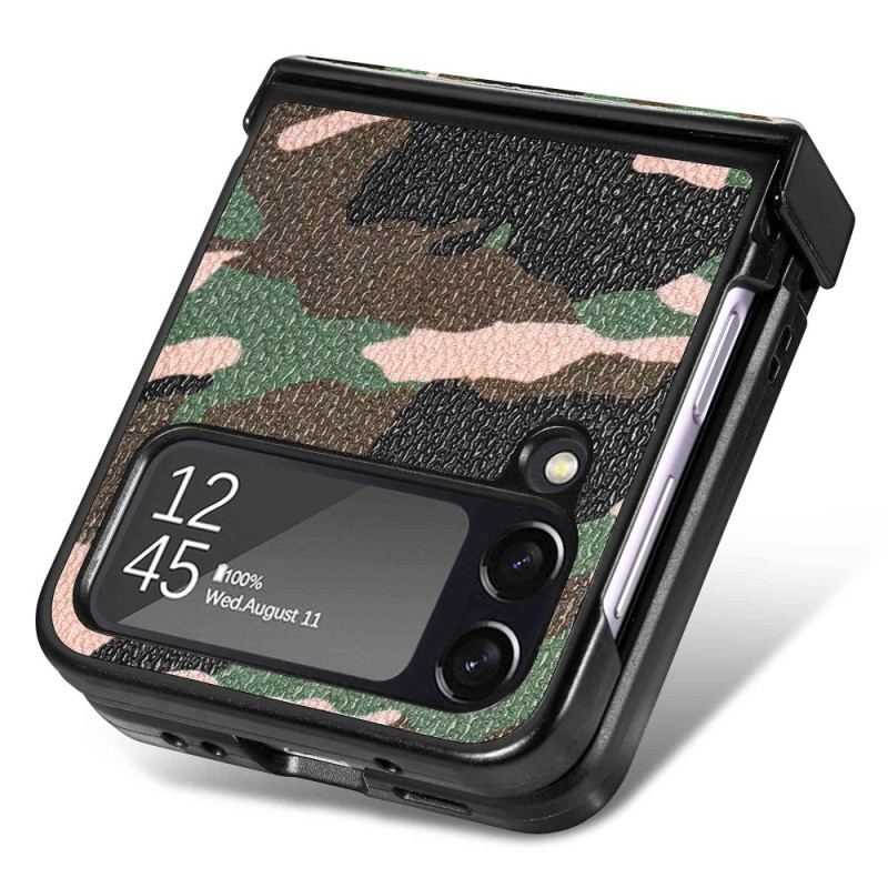 Capa Para Samsung Galaxy Z Flip 4 De Couro Camuflagem Militar