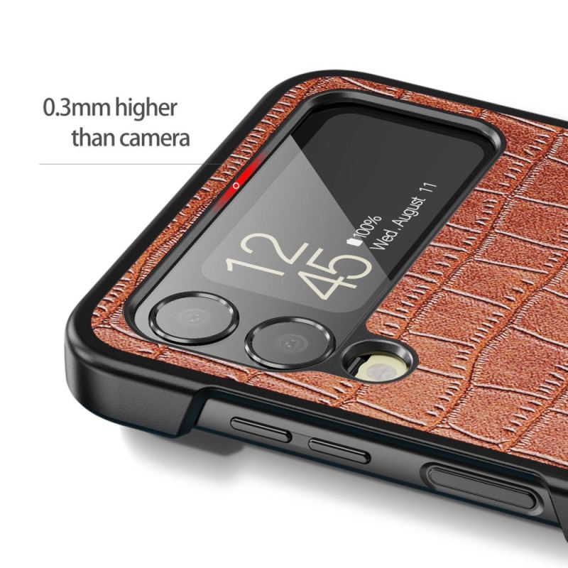 Capa Para Samsung Galaxy Z Flip 4 De Couro Crocodilo Aioria