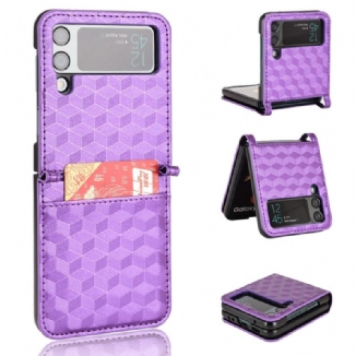 Capa Para Samsung Galaxy Z Flip 4 De Couro Cubo 3d