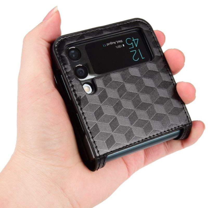 Capa Para Samsung Galaxy Z Flip 4 De Couro Cubo 3d