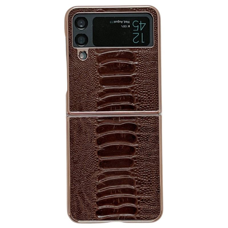 Capa Para Samsung Galaxy Z Flip 4 De Couro Desenho De Crocodilo