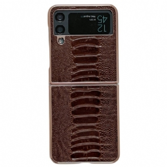 Capa Para Samsung Galaxy Z Flip 4 De Couro Desenho De Crocodilo