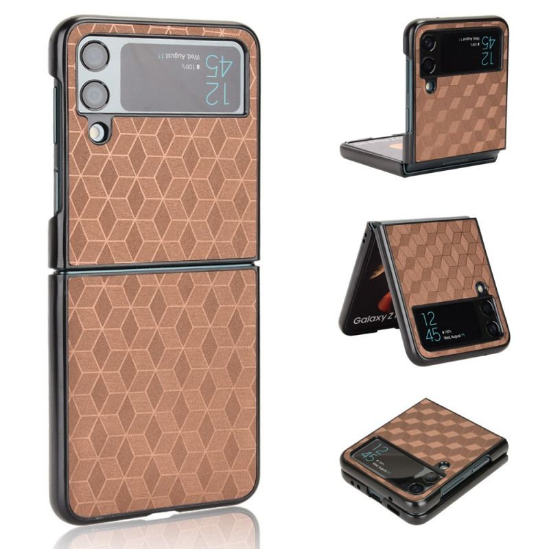 Capa Para Samsung Galaxy Z Flip 4 De Couro Efeito 3d