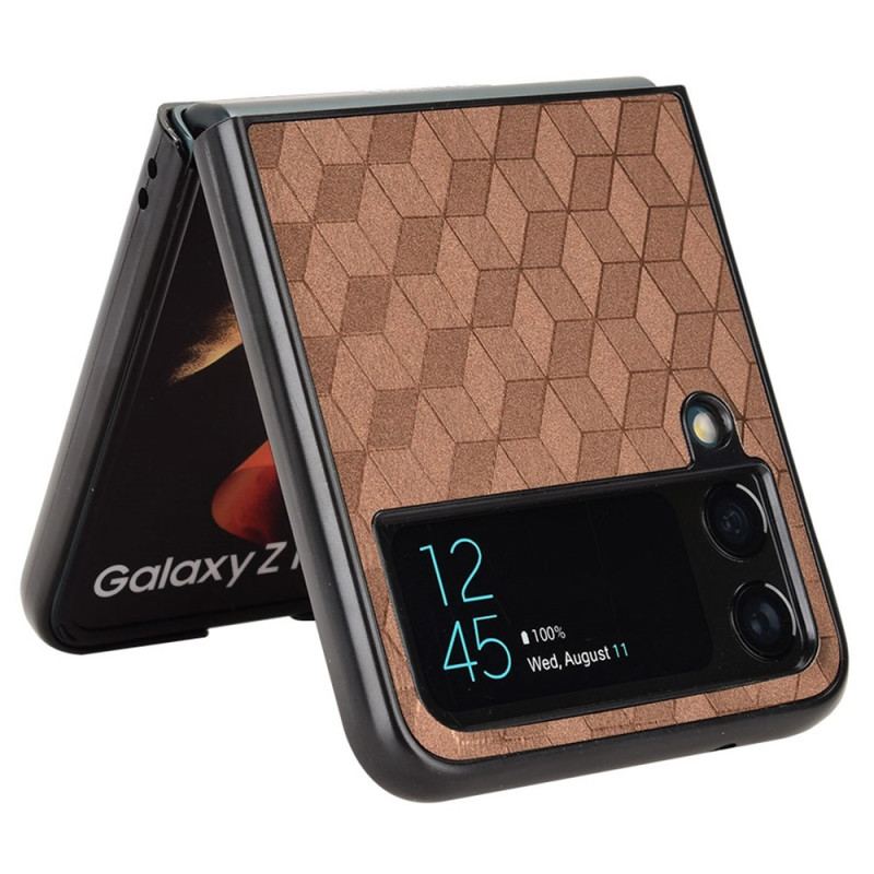 Capa Para Samsung Galaxy Z Flip 4 De Couro Efeito 3d