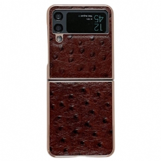 Capa Para Samsung Galaxy Z Flip 4 De Couro Estilo Avestruz