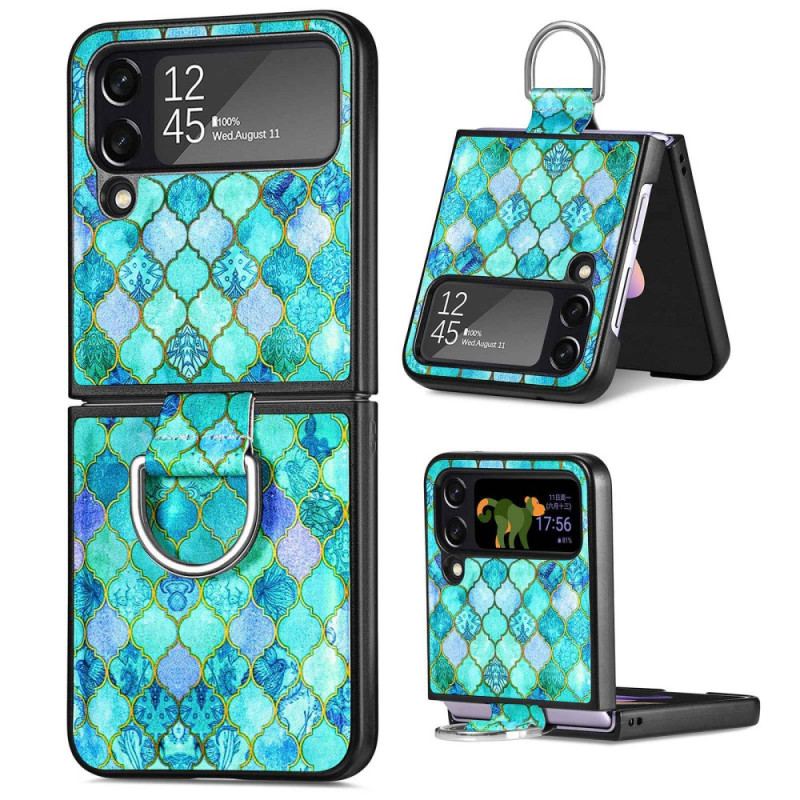 Capa Para Samsung Galaxy Z Flip 4 De Couro Fantasia Com Anel Caseneo