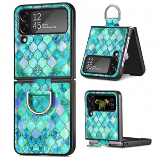 Capa Para Samsung Galaxy Z Flip 4 De Couro Fantasia Com Anel Caseneo