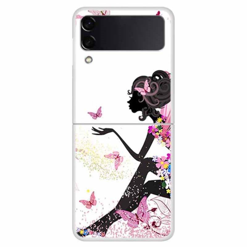 Capa Para Samsung Galaxy Z Flip 4 De Couro Flor De Fada