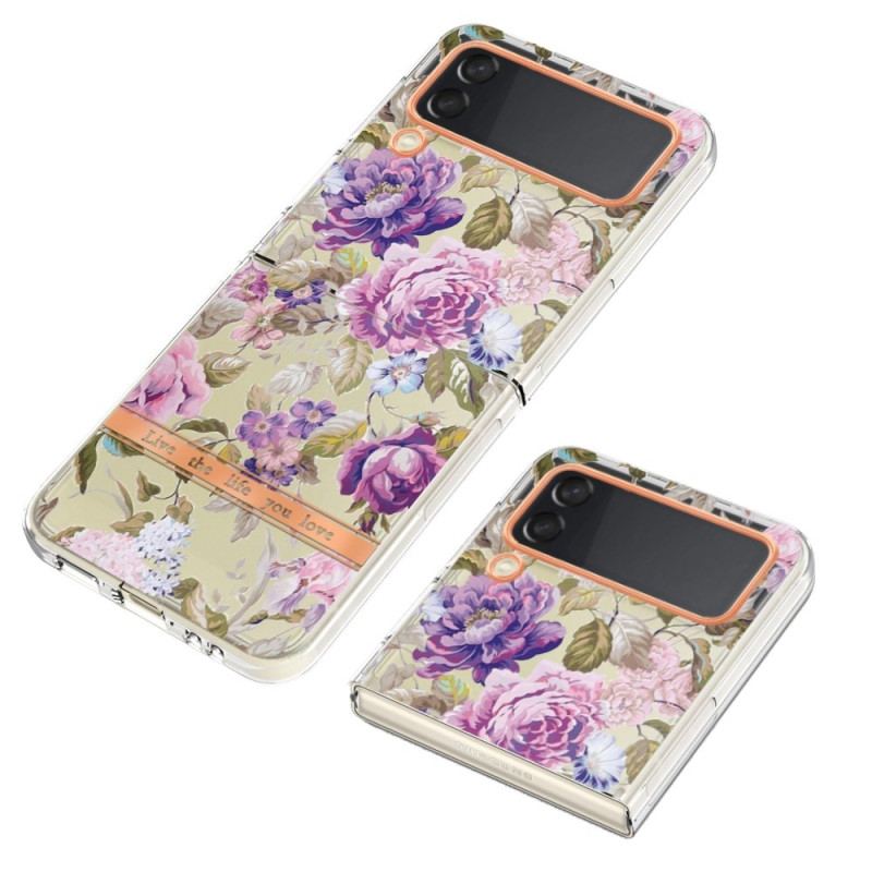 Capa Para Samsung Galaxy Z Flip 4 De Couro Floral