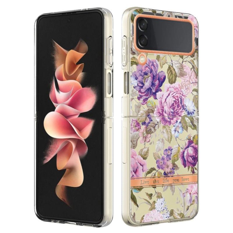 Capa Para Samsung Galaxy Z Flip 4 De Couro Floral