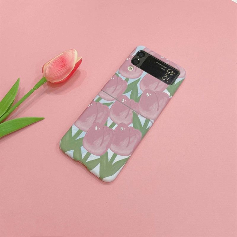 Capa Para Samsung Galaxy Z Flip 4 De Couro Flores