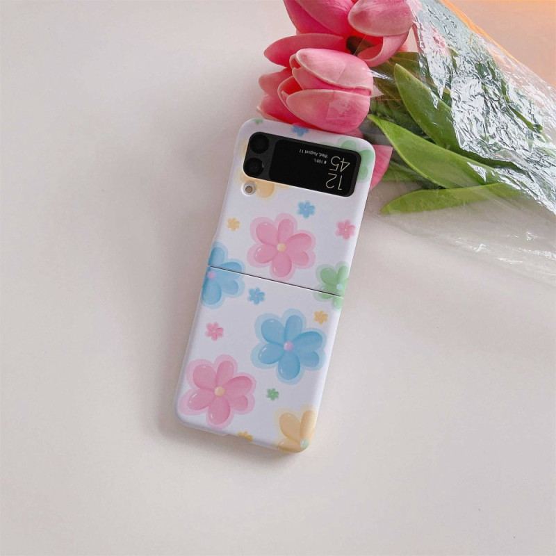 Capa Para Samsung Galaxy Z Flip 4 De Couro Flores Bonitas