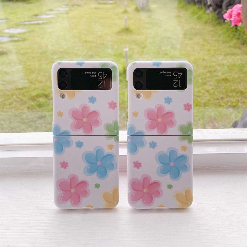 Capa Para Samsung Galaxy Z Flip 4 De Couro Flores Bonitas