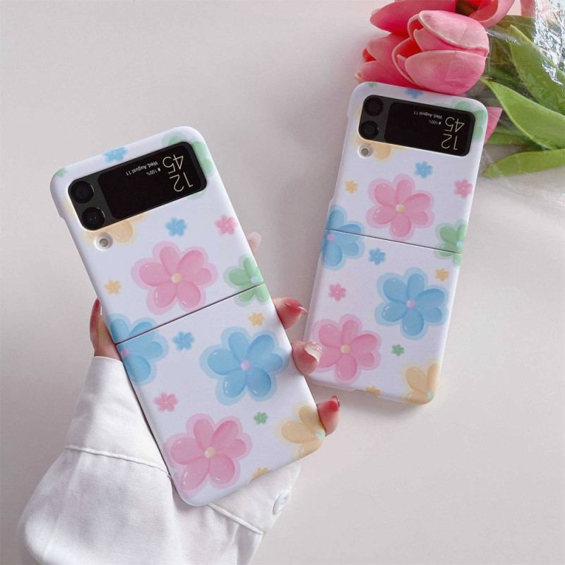 Capa Para Samsung Galaxy Z Flip 4 De Couro Flores Bonitas