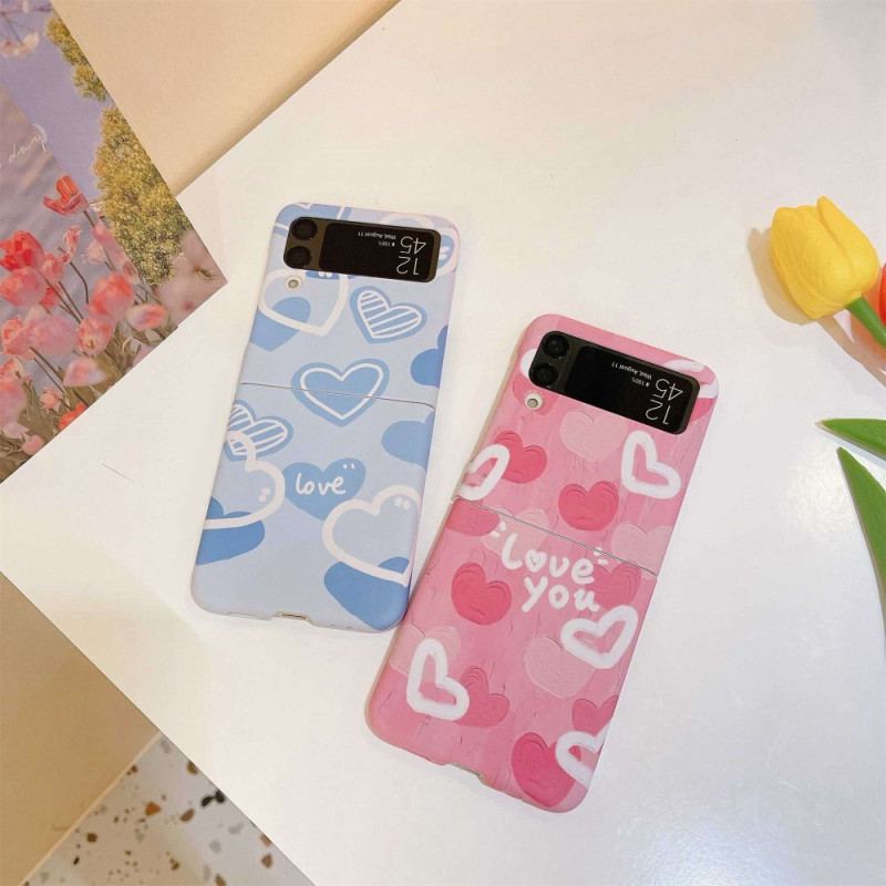 Capa Para Samsung Galaxy Z Flip 4 De Couro Flores Do Amor