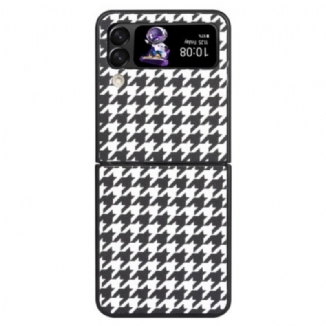 Capa Para Samsung Galaxy Z Flip 4 De Couro Houndstooth