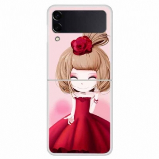 Capa Para Samsung Galaxy Z Flip 4 De Couro Lady Mangá