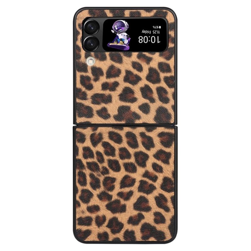 Capa Para Samsung Galaxy Z Flip 4 De Couro Leopardo