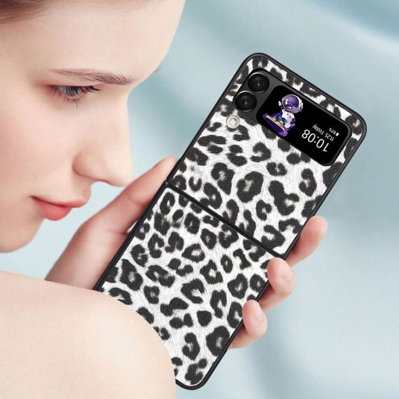 Capa Para Samsung Galaxy Z Flip 4 De Couro Leopardo