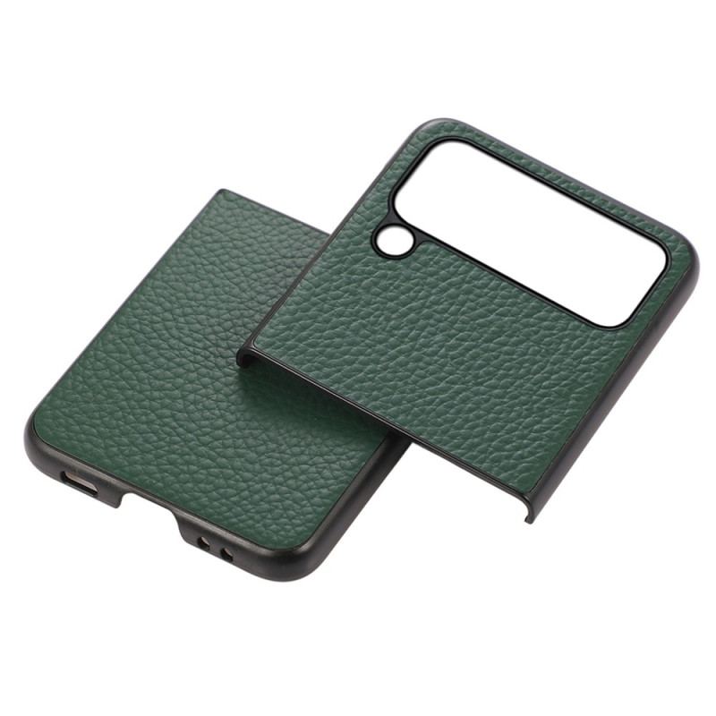 Capa Para Samsung Galaxy Z Flip 4 De Couro Lichia Couro Genuíno