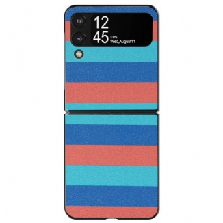 Capa Para Samsung Galaxy Z Flip 4 De Couro Linhas De Couro Sintético