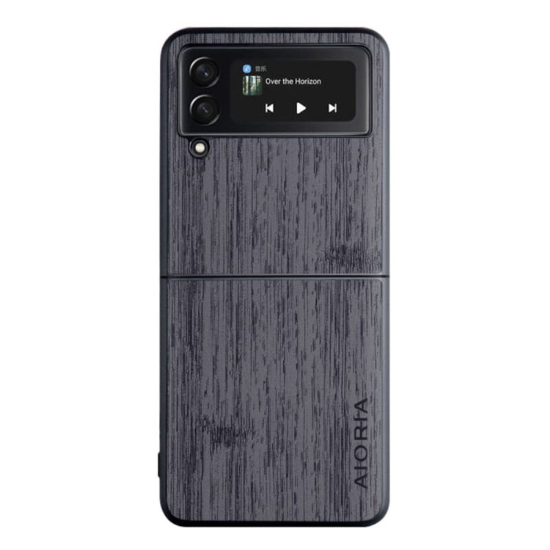 Capa Para Samsung Galaxy Z Flip 4 De Couro Madeira Aioria