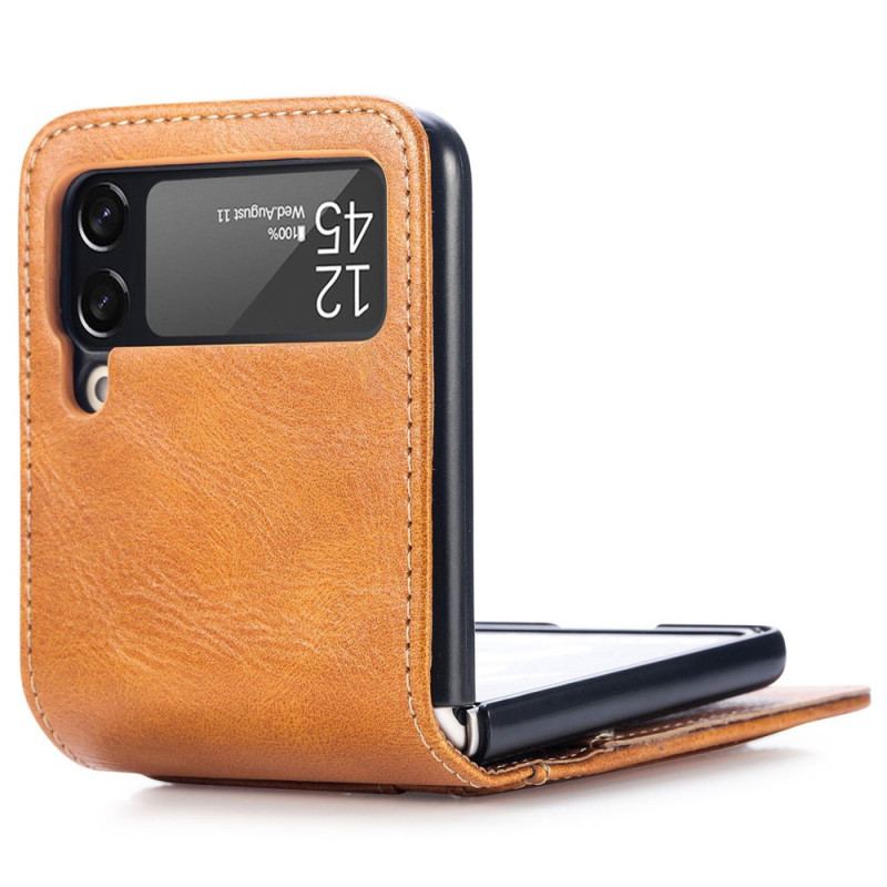 Capa Para Samsung Galaxy Z Flip 4 De Couro Porta-cartões Estilo Couro