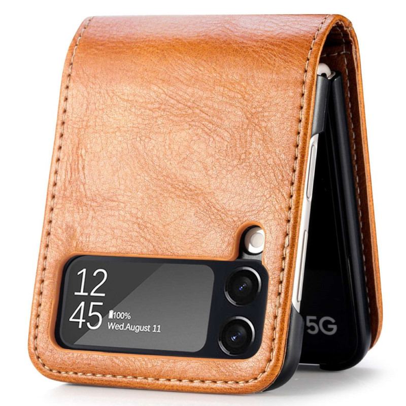 Capa Para Samsung Galaxy Z Flip 4 De Couro Porta-cartões Estilo Couro