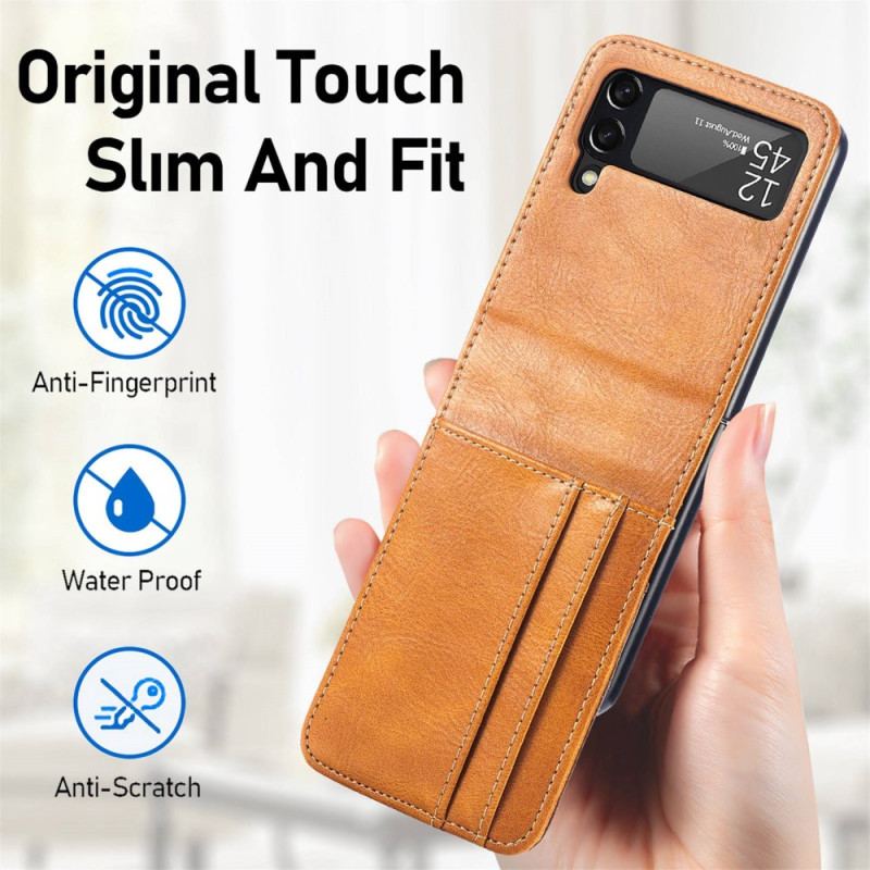 Capa Para Samsung Galaxy Z Flip 4 De Couro Porta-cartões Estilo Couro