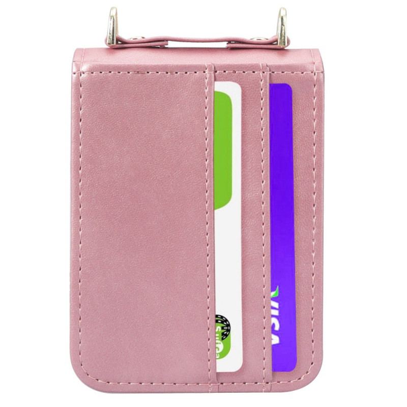 Capa Para Samsung Galaxy Z Flip 4 De Couro Porta-cartões Estilo Couro E Cordão