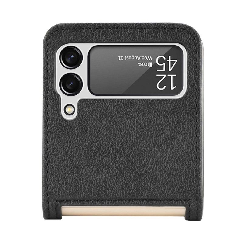 Capa Para Samsung Galaxy Z Flip 4 De Couro Porta-cartões Estilo Litchi Couro