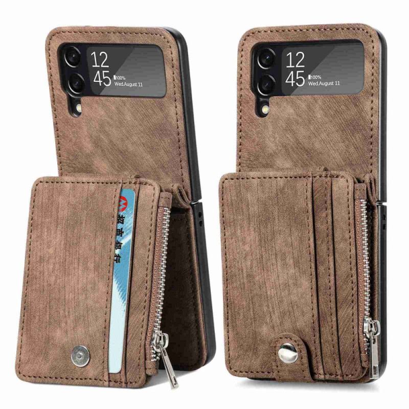 Capa Para Samsung Galaxy Z Flip 4 De Couro Porta-cartões/porta-moedas