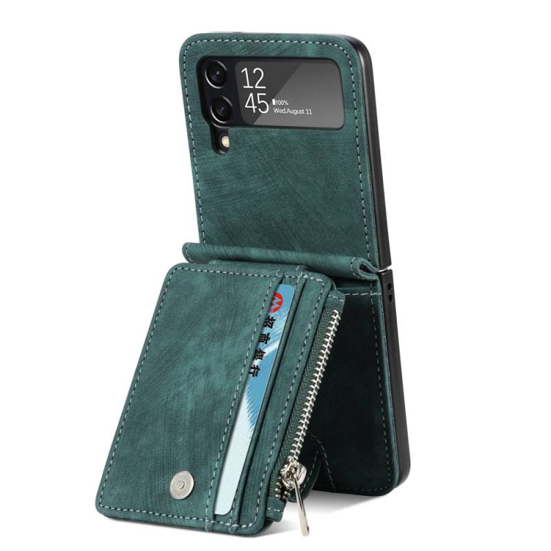 Capa Para Samsung Galaxy Z Flip 4 De Couro Porta-cartões/porta-moedas