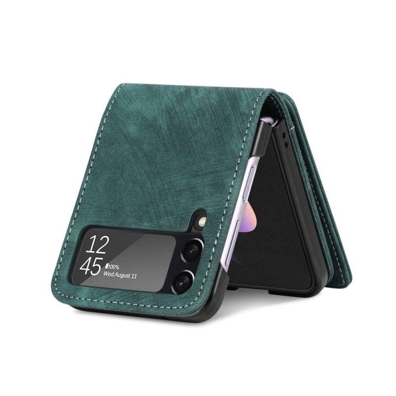 Capa Para Samsung Galaxy Z Flip 4 De Couro Porta-cartões/porta-moedas