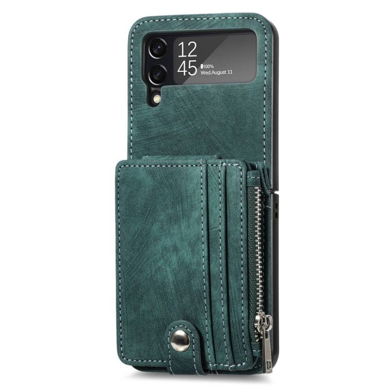 Capa Para Samsung Galaxy Z Flip 4 De Couro Porta-cartões/porta-moedas