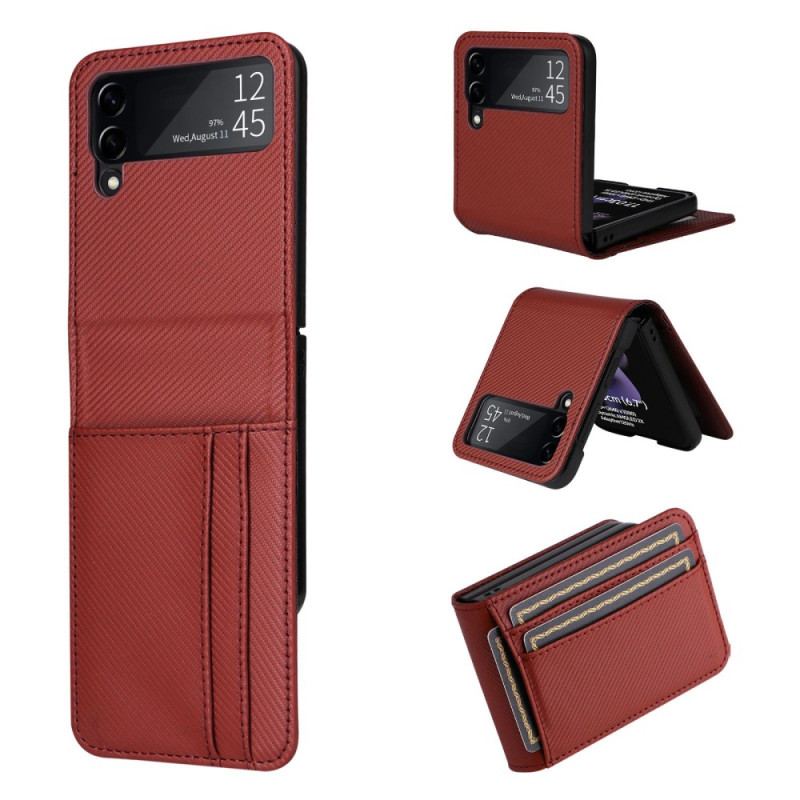 Capa Para Samsung Galaxy Z Flip 4 De Couro Porta-cartões Retrô Com Efeito De Couro