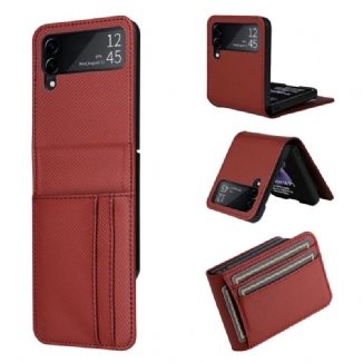 Capa Para Samsung Galaxy Z Flip 4 De Couro Porta-cartões Retrô Com Efeito De Couro