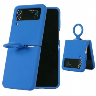 Capa Para Samsung Galaxy Z Flip 4 De Couro Silicone Líquido Com Anel