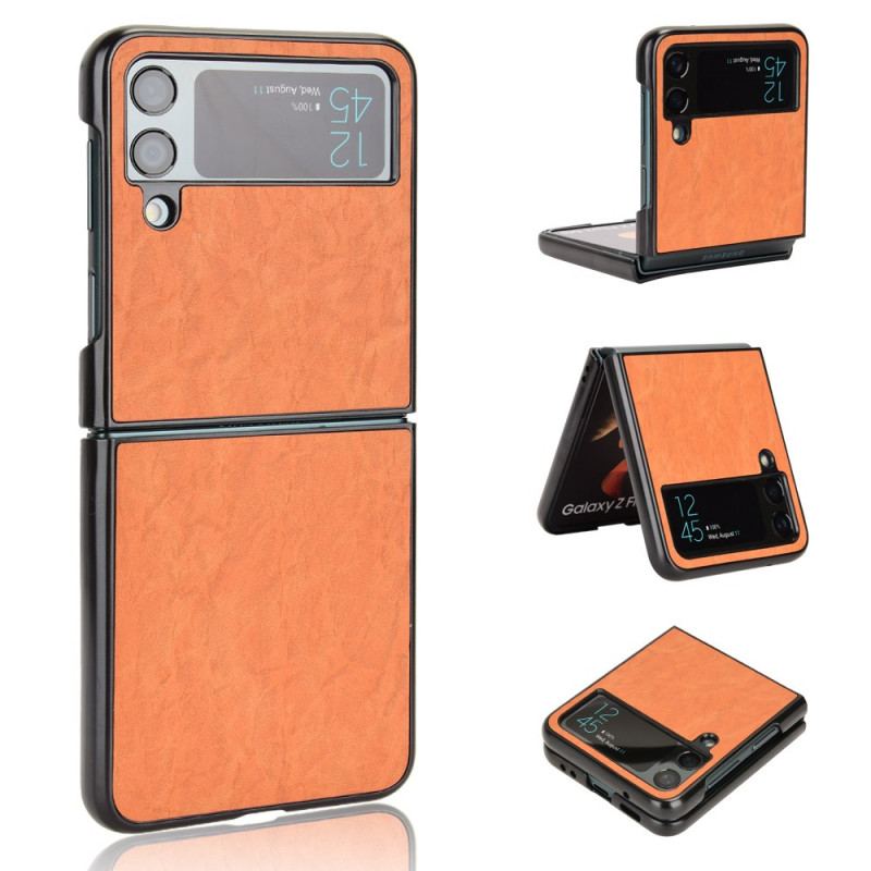 Capa Para Samsung Galaxy Z Flip 4 De Couro Suavidade Efeito Couro