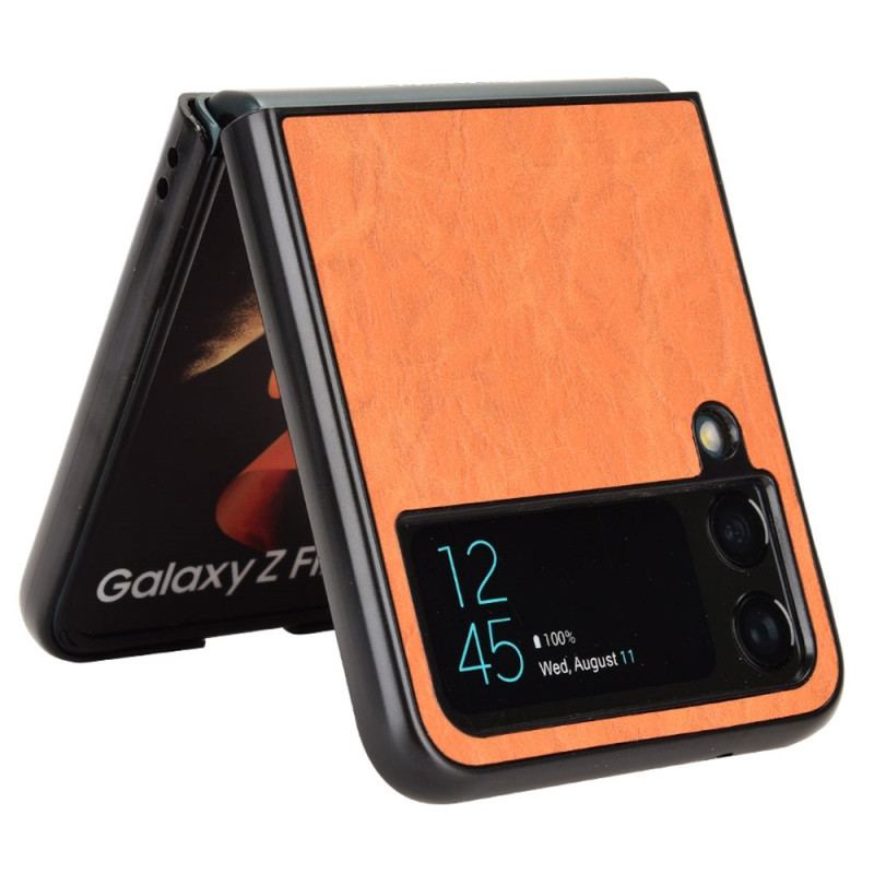 Capa Para Samsung Galaxy Z Flip 4 De Couro Suavidade Efeito Couro