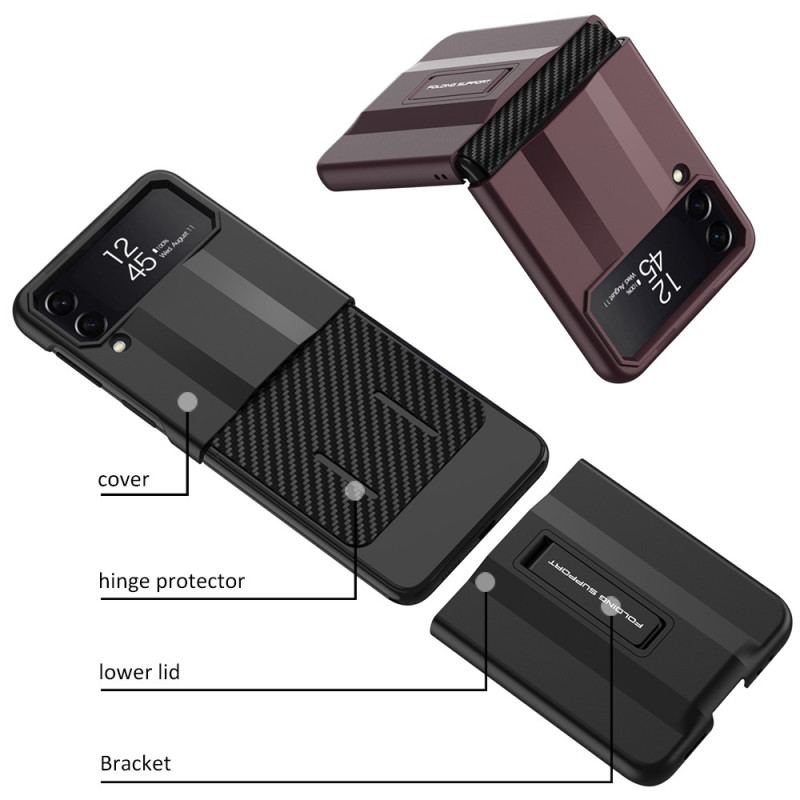 Capa Para Samsung Galaxy Z Flip 4 De Couro Suporte Integrado Gkk