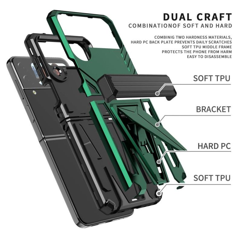 Capa Para Samsung Galaxy Z Flip 4 De Couro Suporte Premium