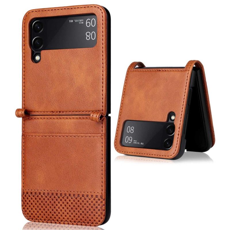 Capa Para Samsung Galaxy Z Flip 4 De Couro Titular De Cartão Estilo Couro Vintage