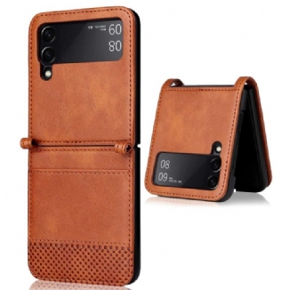 Capa Para Samsung Galaxy Z Flip 4 De Couro Titular De Cartão Estilo Couro Vintage