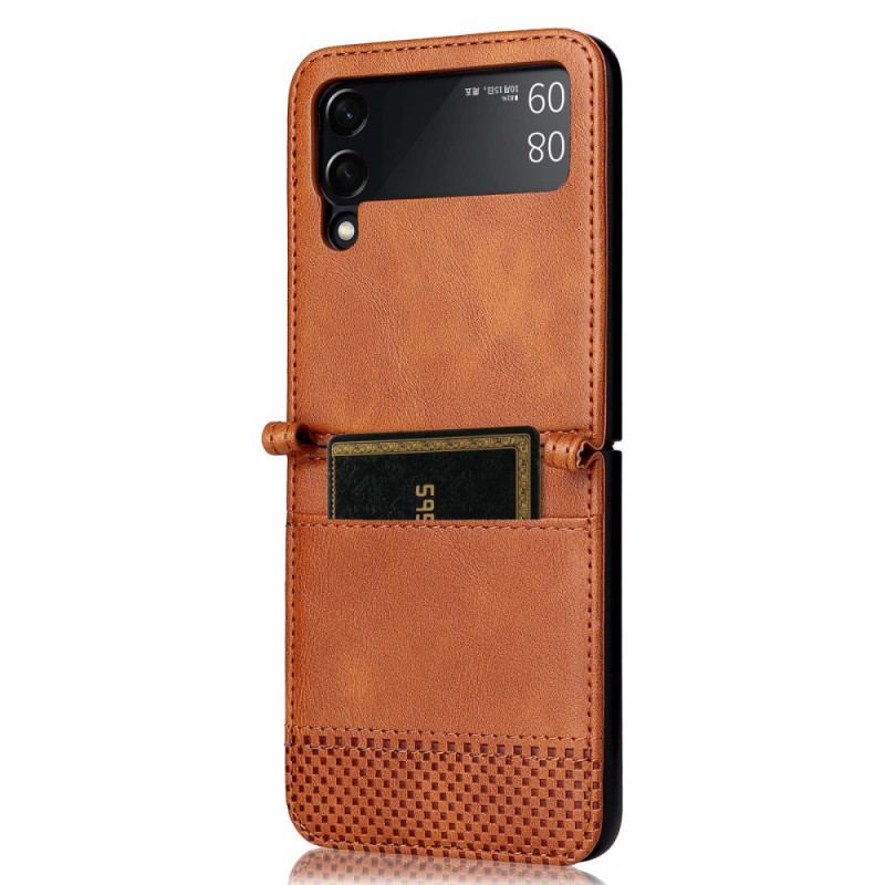 Capa Para Samsung Galaxy Z Flip 4 De Couro Titular De Cartão Estilo Couro Vintage