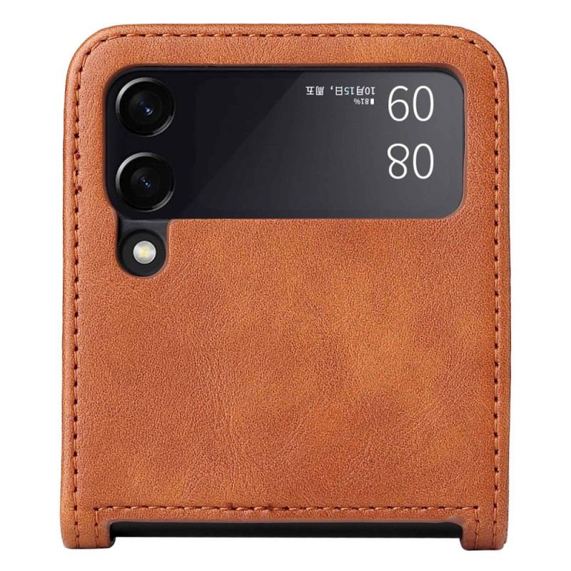 Capa Para Samsung Galaxy Z Flip 4 De Couro Titular De Cartão Estilo Couro Vintage