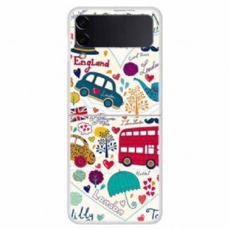 Capa Para Samsung Galaxy Z Flip 4 De Couro Vida Em Londres