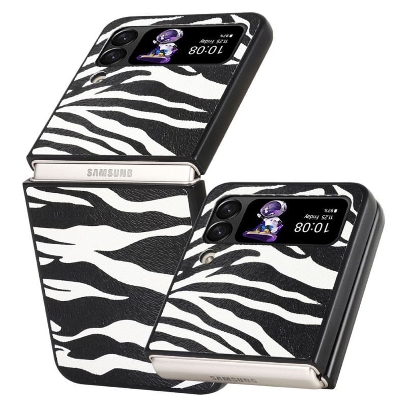 Capa Para Samsung Galaxy Z Flip 4 De Couro Zebra